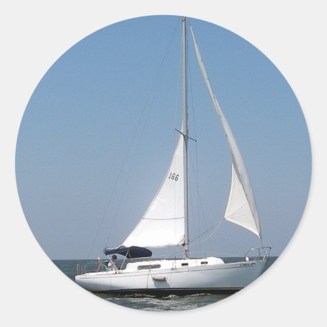 Pegatina Redonda Navegando por el lago Pontchartrain (Anverso)