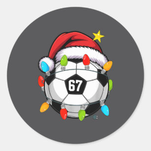 Pegatina Redonda Navidad 67 Meme Balón de Fútbol Gorro de Santa Div