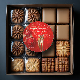 Pegatina Redonda Navidad, Adornos rojos con brillo, Personalizado, 