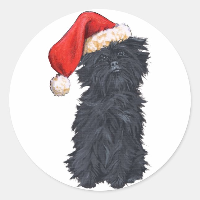 Pegatina Redonda Navidad Affenpinscher (Anverso)