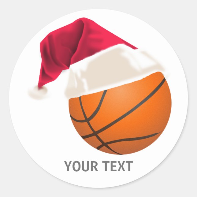Pegatina Redonda navidad baloncesto (Anverso)
