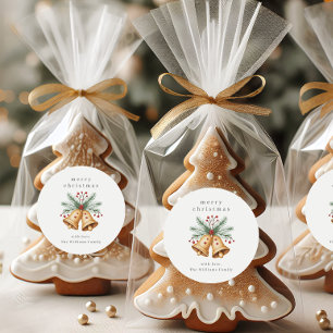 Pegatina Redonda Navidad bell Watercolor