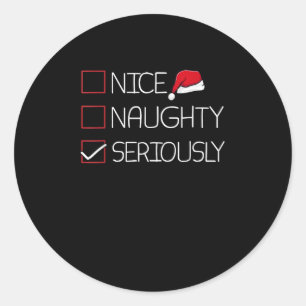 Pegatina Redonda Navidad Bonita Traviesa Seriamente Estilo Moderno