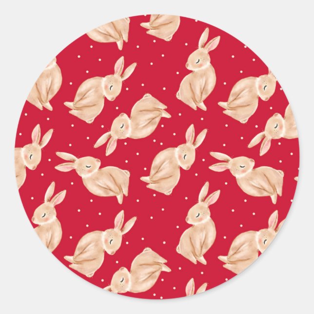 Pegatina Redonda Navidad Bosque Animales Invierno Navidad (Anverso)