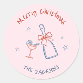 Pegatina Redonda Navidad caprichosa dibujada a mano