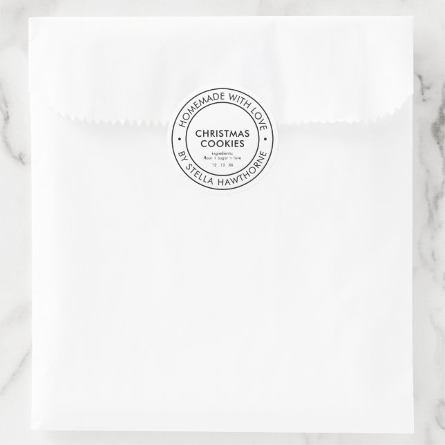 Pegatina Redonda Navidad Casera Simple Personalizada (Bolso)