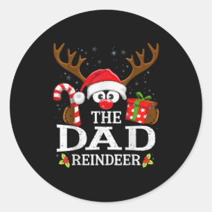 Pegatina Redonda Navidad Coincidente con el Reno del Papá Familia