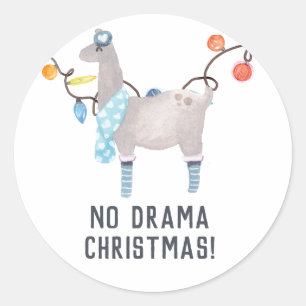 Pegatina Redonda Navidad con tema de Llama