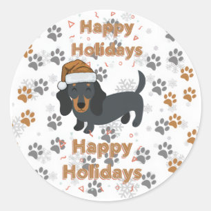 Pegatina Redonda Navidad Dachshund