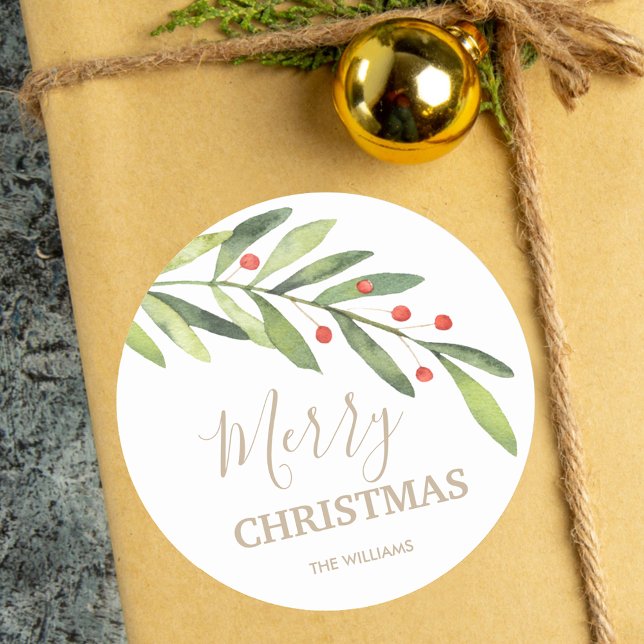 Pegatina Redonda Navidad de Acebo y Bayas (Subido por el creador)