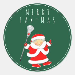 Pegatina Redonda Navidad de Chicas Lacrosse