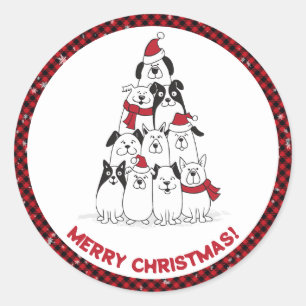 Pegatina Redonda Navidad de Dog Merry