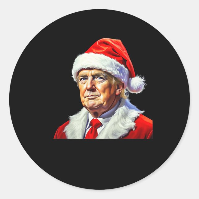 Pegatina Redonda Navidad de Donald Trump (Anverso)