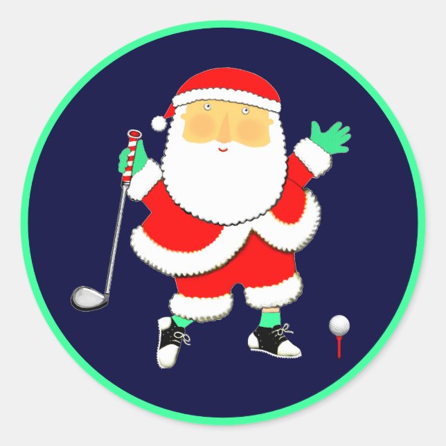 Pegatina Redonda Navidad de Golf (Anverso)