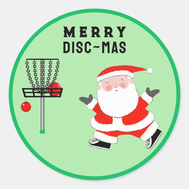 Pegatina Redonda Navidad de Golf de Disco (Anverso)