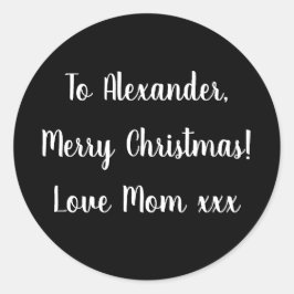 Pegatina Redonda Navidad de los cerezos blancos y negros de la etiq