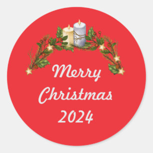 Pegatina Redonda Navidad de los zarzales rojos 2024