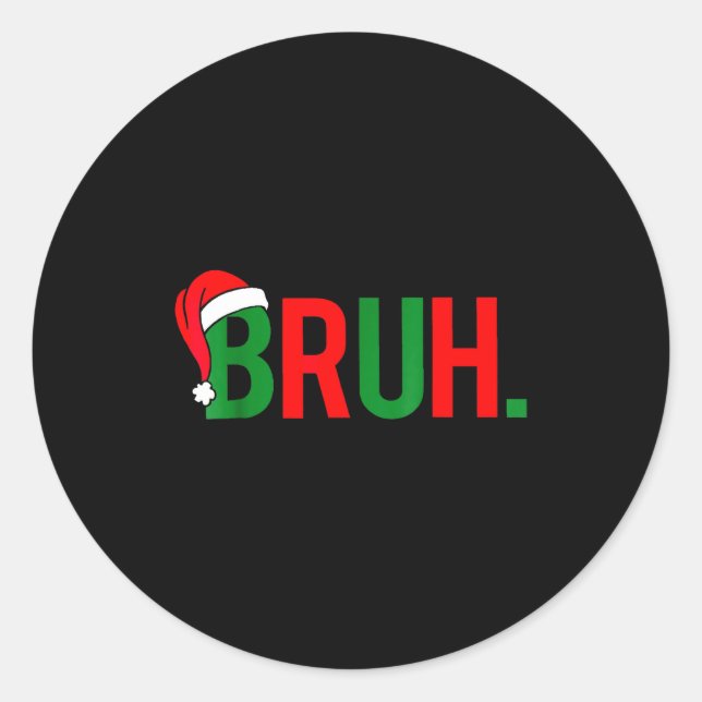 Pegatina Redonda Navidad de meme de Bruh  (Anverso)