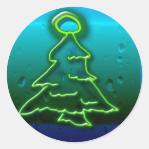 Pegatina Redonda navidad de neón