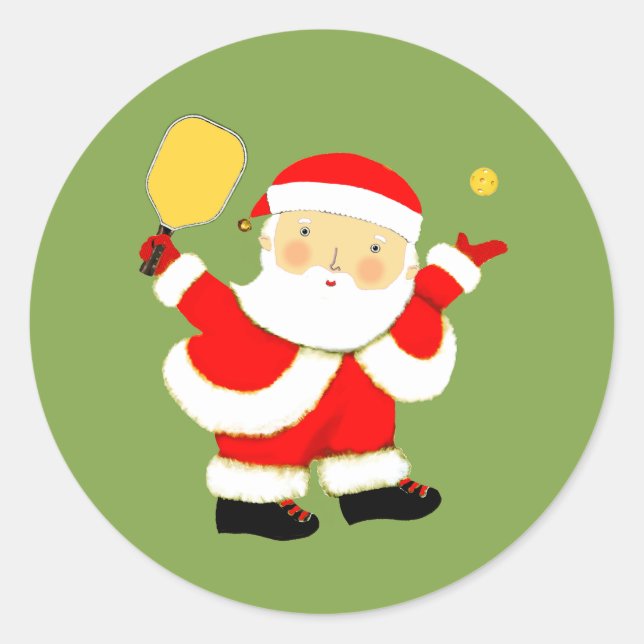 Pegatina Redonda Navidad de Pickleball (Anverso)