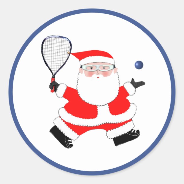 Pegatina Redonda Navidad de Raquetbol (Anverso)