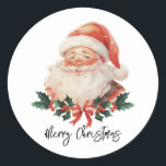 Pegatina Redonda Navidad de Santa María<br><div class="desc">Pegatinas de diseño navideño de Santa Merry para sellos para sobres,  profesores,  artesanías,  tarjetas de vacaciones y favores festivos. Excelente para uso en aula.</div>