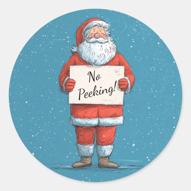 Pegatina Redonda Navidad de Santa Sin Espiar (Anverso)