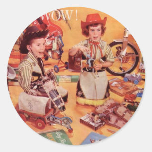 Pegatina Redonda Navidad de un vaquero