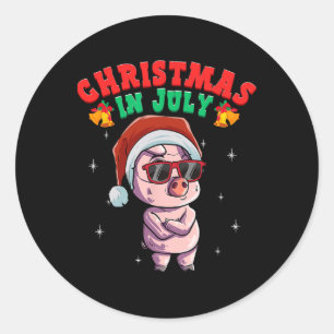Pegatina Redonda Navidad de Verano En Julio 1