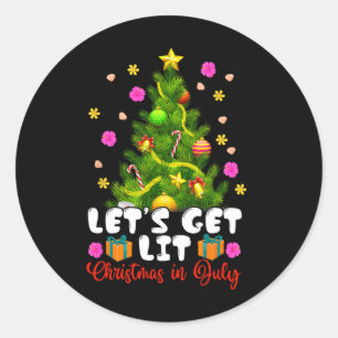 Pegatina Redonda Navidad de Verano Vamos a Encender la Navidad en J