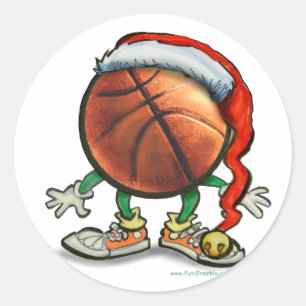 Pegatina Redonda Navidad del baloncesto