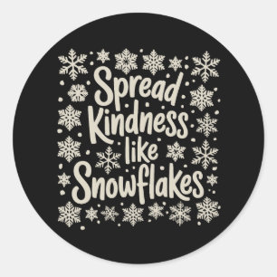 Pegatina Redonda Navidad Difunde Amabilidad Como Copos de Nieve Xma