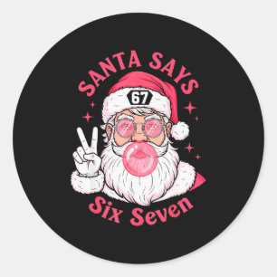 Pegatina Redonda Navidad Divertida 67 Meme Rotura Cerebral Santa Cl