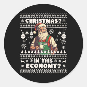 Pegatina Redonda Navidad Divertida En Esta Inflación De Economía Fe