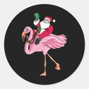 Pegatina Redonda Navidad Divertida En Julio Santa Claus Flamenco Ve