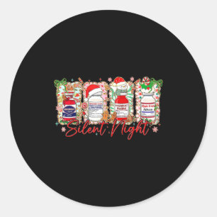 Pegatina Redonda Navidad Divertida Enfermera Noche Silenciosa Humor