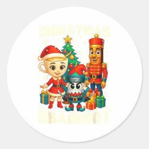 Pegatina Redonda Navidad divertida italiana cerebro podrido italian