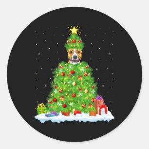 Pegatina Redonda Navidad Divertida Staffordshire Bull Terrier Perro
