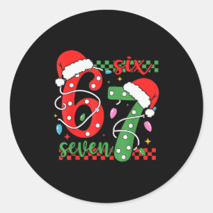 Pegatina Redonda Navidad Divertido Seis Siete 6 7 Meme Gen Alpha Je