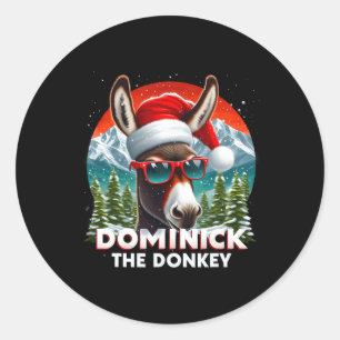 Pegatina Redonda Navidad Dominick El Burro Navidad Xmas Burro