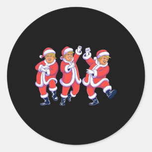 Pegatina Redonda Navidad Donald Trump Presidente 2025 Bailando Dive