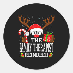 Pegatina Redonda Navidad Emparejando a la Familia Therast Reno Fam