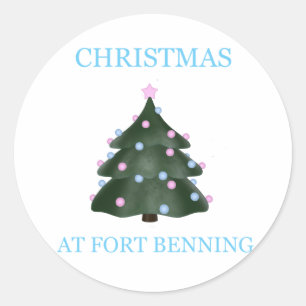 Pegatina Redonda Navidad en Fort Benning 9
