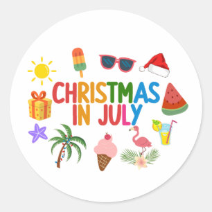 Pegatina Redonda Navidad en Julio