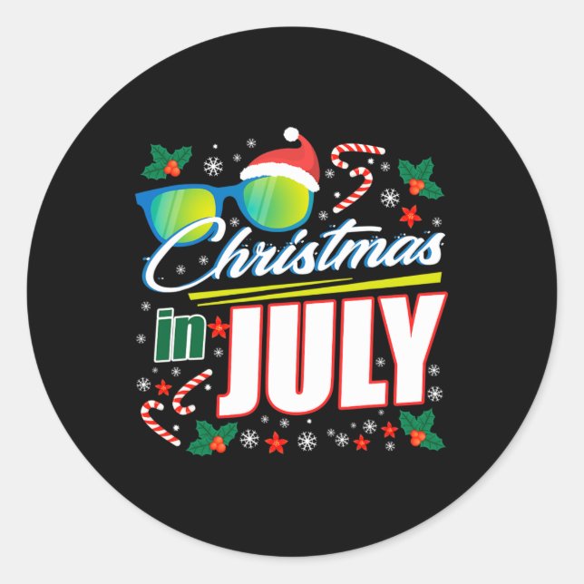 Pegatina Redonda Navidad En Julio 1  (Anverso)