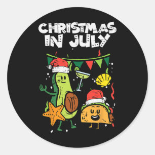 Pegatina Redonda Navidad En Julio Aguacate Taco Verano Hombres Mexi