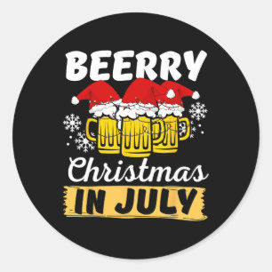 Pegatina Redonda Navidad En Julio Beerry Xmas Santa Verano Mujeres