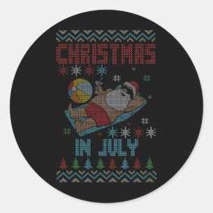 Pegatina Redonda Navidad En Julio Suéter Feo De Navidad Estilo San