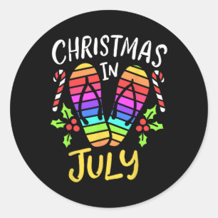 Pegatina Redonda Navidad en Vacaciones de Verano de Julio