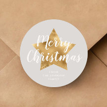 Navidad Estrella Dorada Gris Elegante